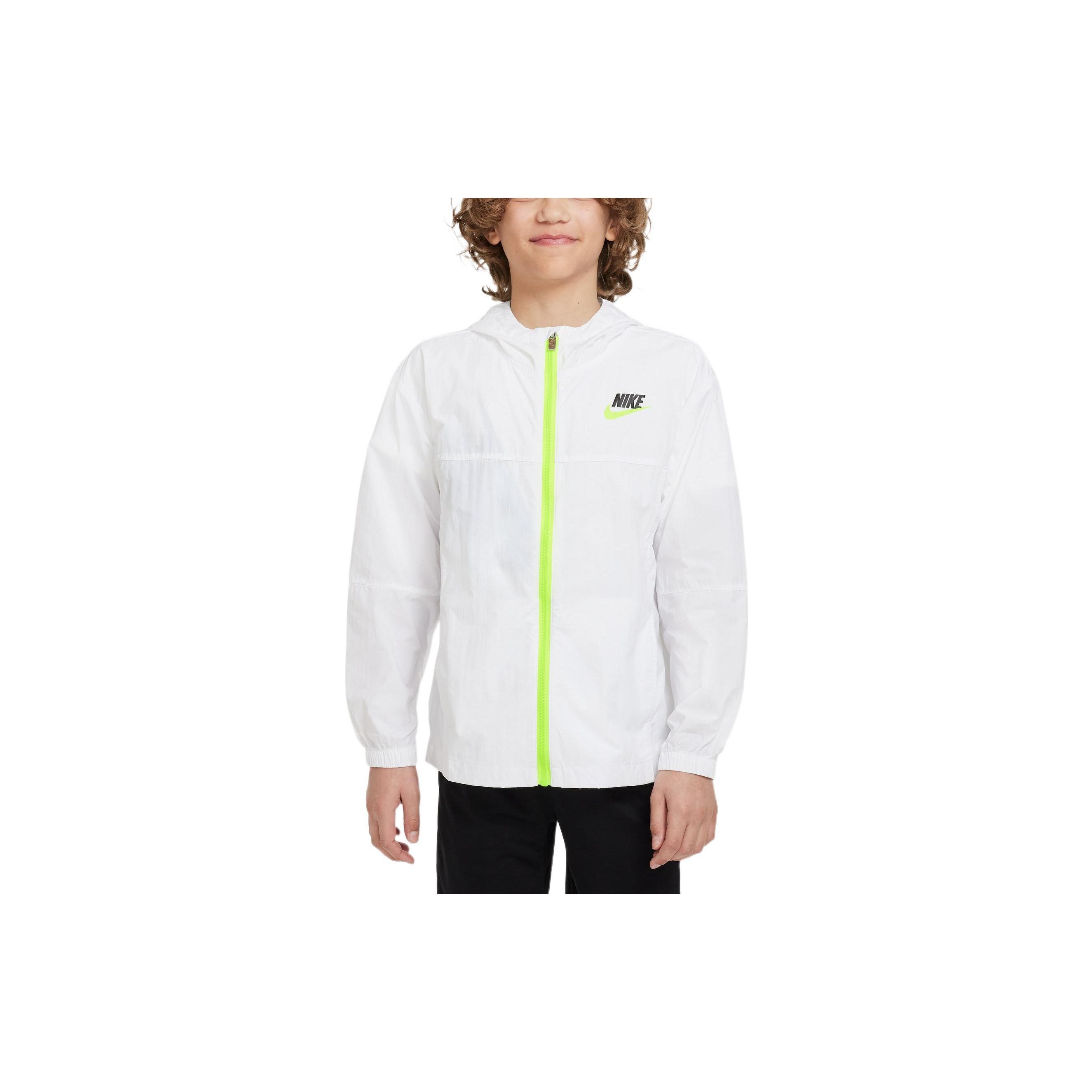 

Nike Однотонная толстовка с капюшоном на молнии с логотипом, детские куртки белого цвета FB2017-100 S