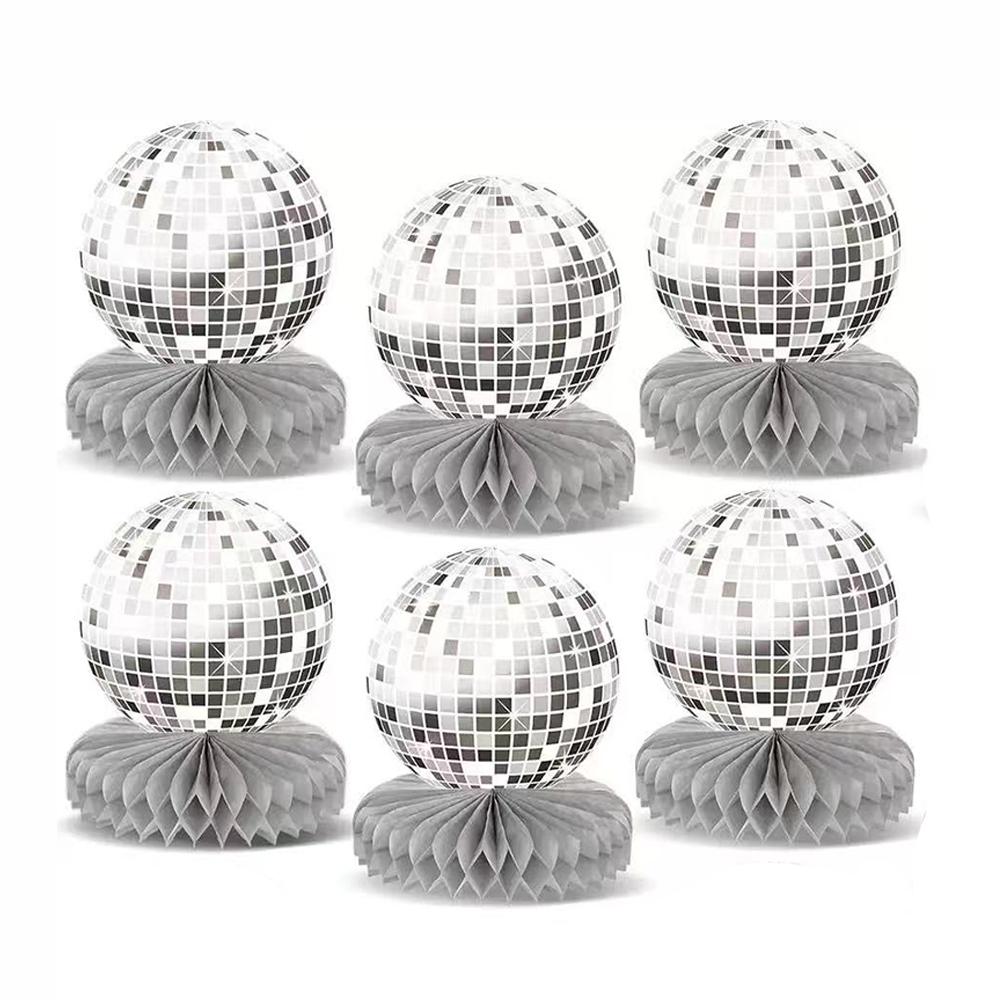 Runtow 6Pcs Disco Ball Honeycomb Decor, Wedding Birthday Party Glitter Desk Decorations ,Baby Shower Party Decoration