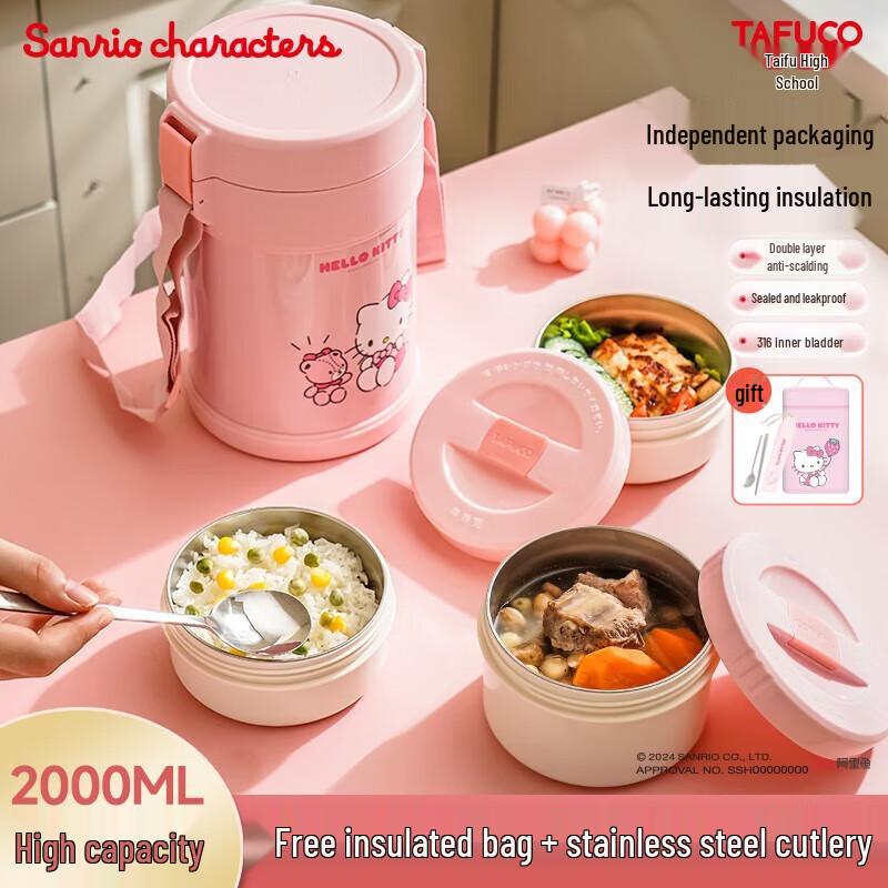 TAFUCO Sanrio Hello Kitty 2L Insulated Lunch Box