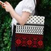 Geometric Pattern Red ,Black Traditional Design Tote Bag Picnic Accessories Shoulder Bag Large Capacity Christmas Shopping Bag