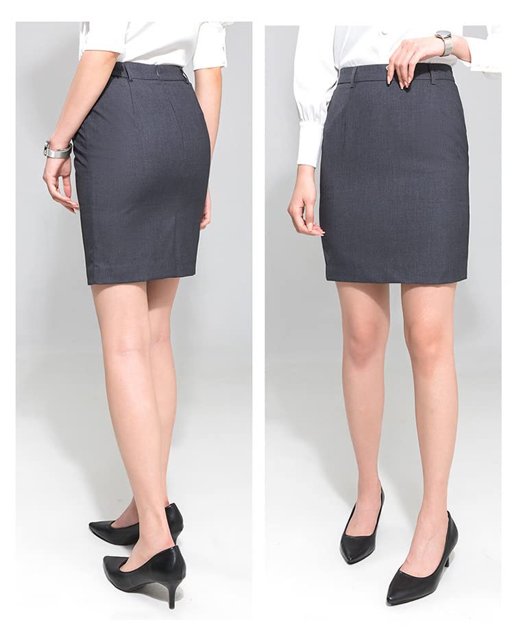Syvent Short Pencil Skirt with Stretch Slit and Elastic Perfect for Office Solid and Suits Women's Waist, Wear, Color,