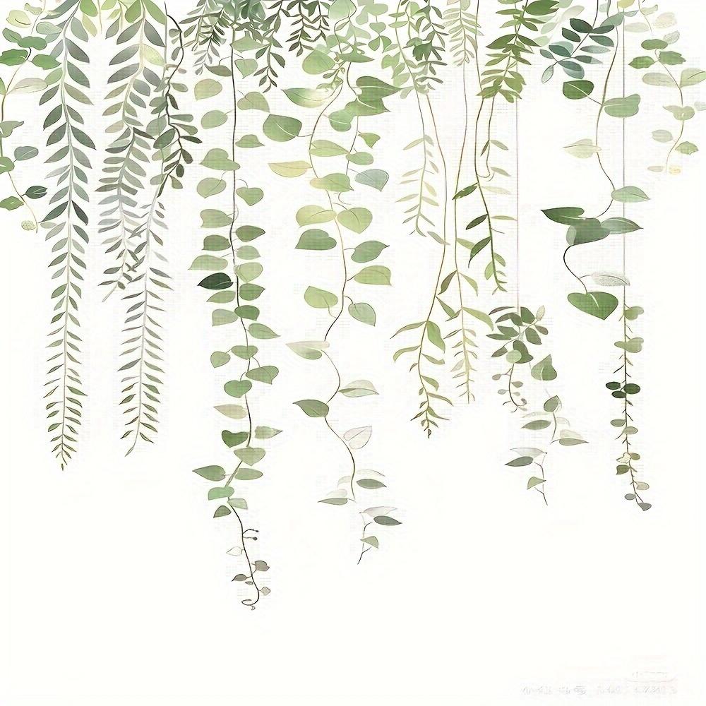 Nordic Fresh Green Leaf Polyester Digital Print Shower Curtain for Bathroom Decor & Toilet Partition - 1pc