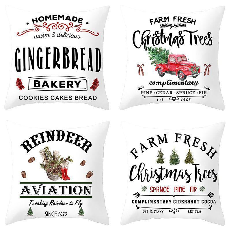 Cross-border Wholesale Christmas Pillow Covers Printed Holiday Sofa Car Pillow Waist Back Cushion Cover