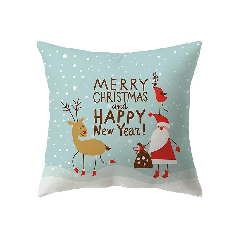 Merry Christmas Cute Santa Claus Print Pattern Cushion Cover Home Living Room Sofa Decoration Square Pillow