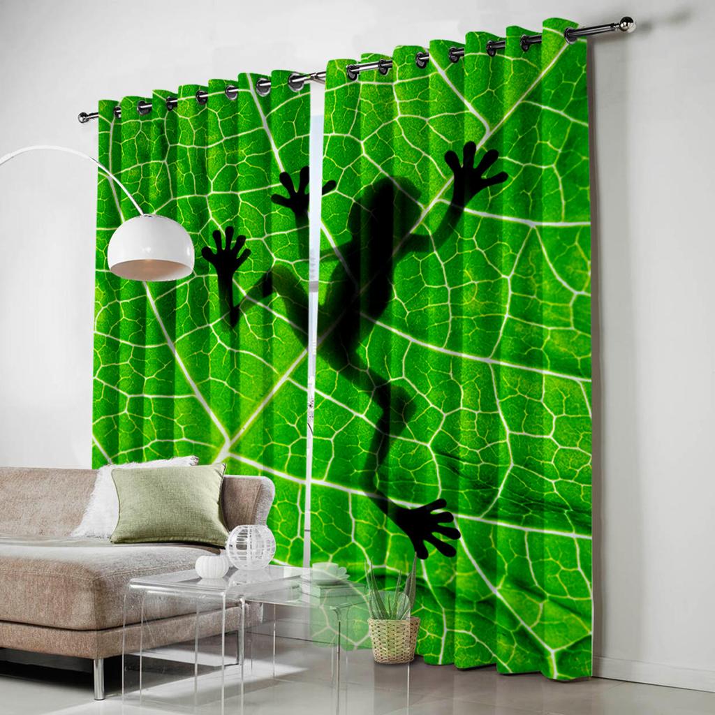 Frog Shadow Leaf Plant Natural  Window Curtains Curtains for Living Room Decorative Items Living Room