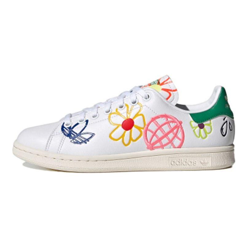adidas Stan Smith Geniş Karalamalar Kadın Spor Ayakkabıları Beyaz Bulut Beyazı Yeşil FX5653