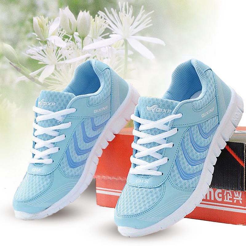 KYLIN Men Women Sneakers Light Breathable Mesh Sport Women Shoes Lace-up Solid Color Lightweight Running Shoes
