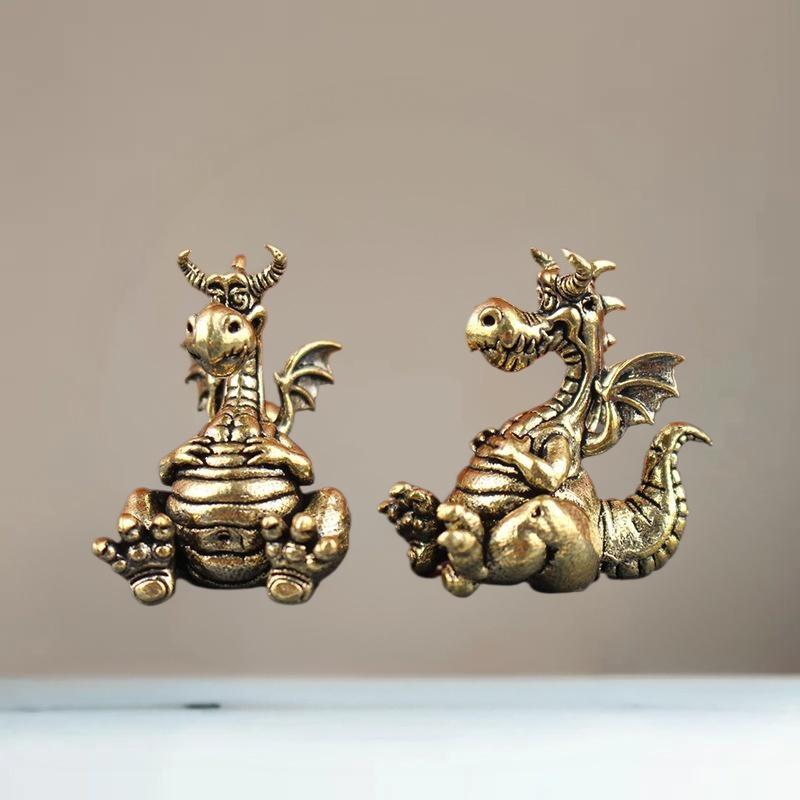 Fengshui Chinese Flying Dragon Statue Figurines Vintage Brass Lucky Home Decoration Ornaments Animal Decorative Figurines Crafts