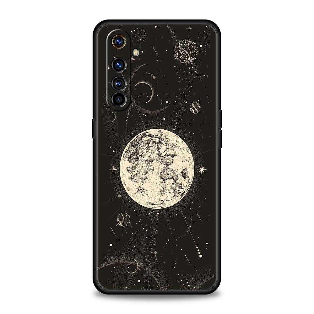 Funny Sun Moon Angel Eyes Phone Case For Realme 10 9 8 5G 7 6 GT2 Pro Plus 9i 8i C21 C11 C25 C35 GT Neo 2 3 3T Soft Black Cover
