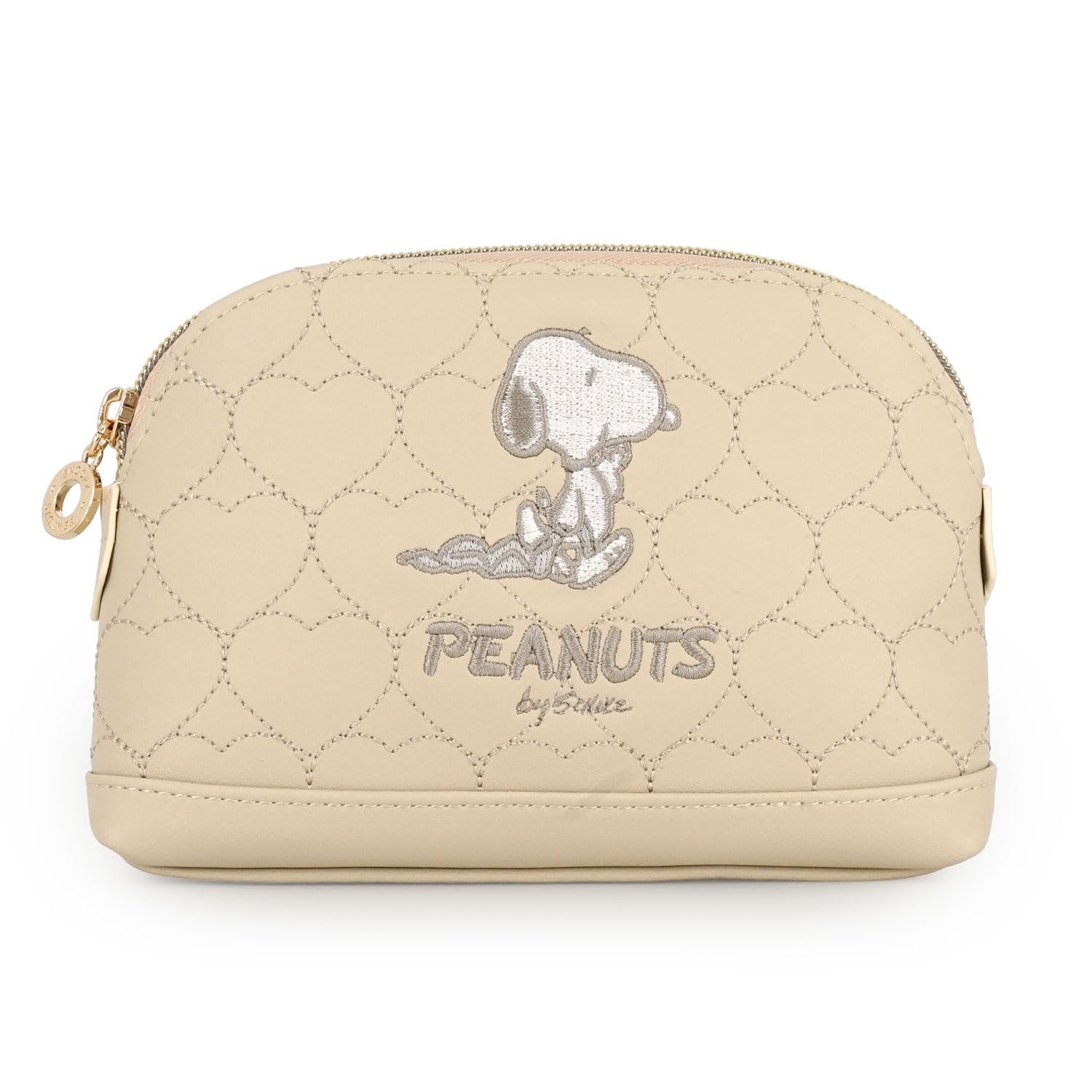 Серия «Снупи с сердцем», стеганая, косметичка в форме ракушки, бежевая,