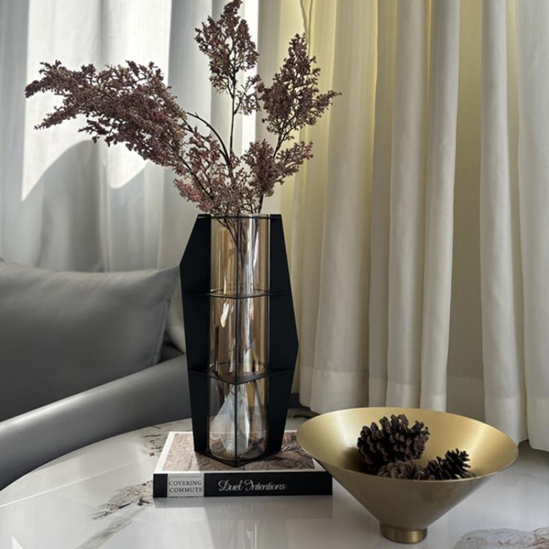 Creative Glass Vases Living Room Desktop Flower Bottle Balcony Decoration Vases Ornament Modern Garden Storage Bottle Ornament