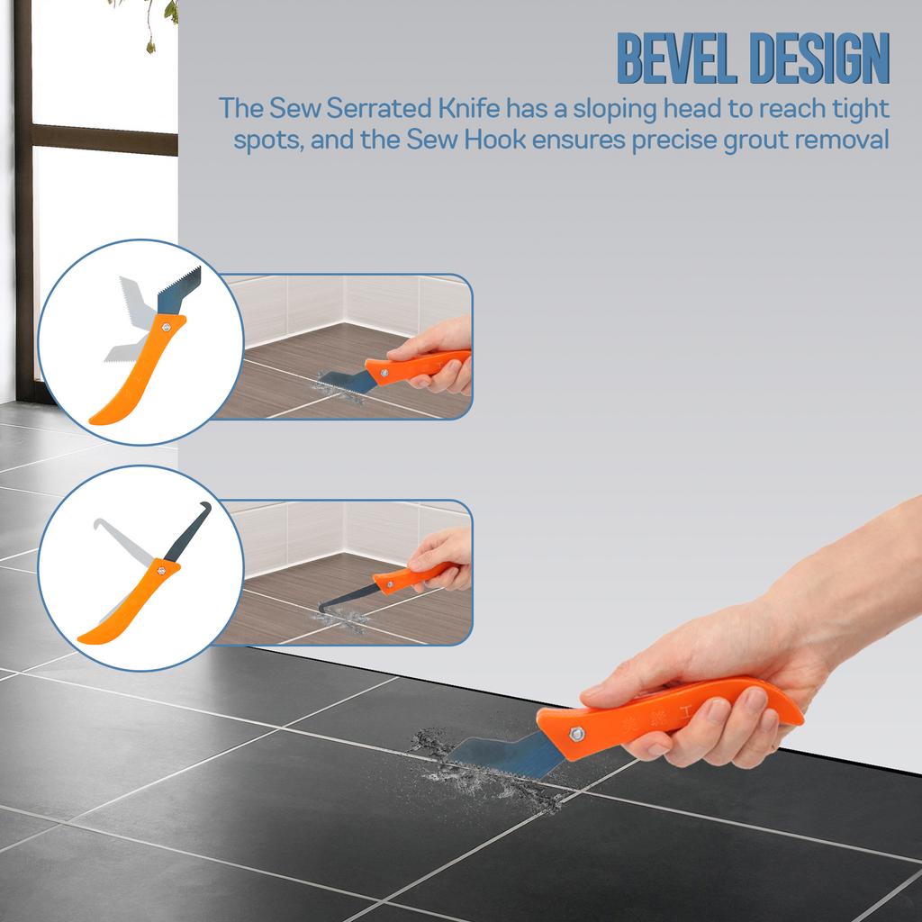 1Set Grout Removal Tool Kit with 6Knife Blade Beveled Emery Blade Grout Sealing Tools Grout Removal Tool for Floor Tile Cleaning