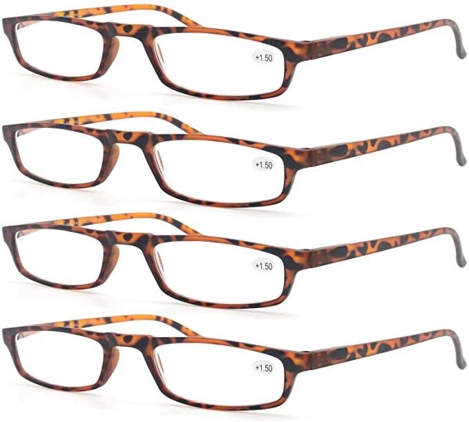 

4 Paires Reading Glasses For Men Women Narrow Square Frame Readers Eyeglasses Spring Hinge With Diopter +1.0