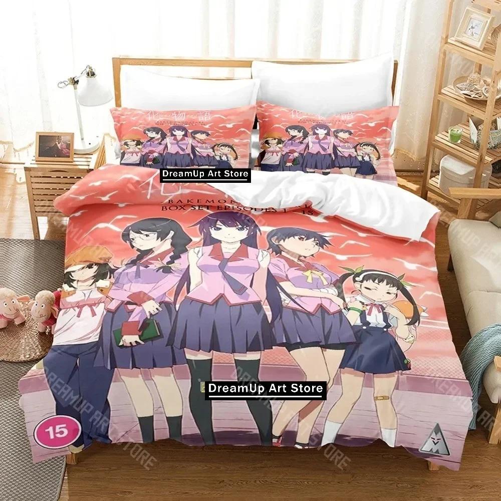 3D Print Bakemonogatari Bedding Set Single Twin Full Queen King Size Bed Set Adult Kid Bedroom Duvetcover Sets Anime Bed Sheet