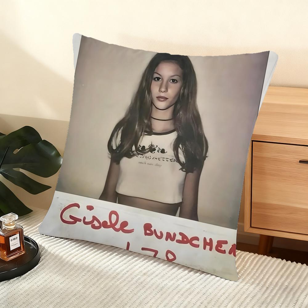 Cushion Cover Silky Short Plush Home Sofa Cushion Cover - Invisible Zipper Home Decoration Gisele Bundchen Model