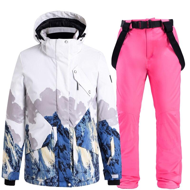 Erkek Kadın Kayak Elbisesi Kış Açık Sıcak Rüzgar Geçirmez Su Geçirmez Kayak Snowboard Takım Elbise Kadın Erkek Kayak Ceket Kayak Pantolon Snowsuit
