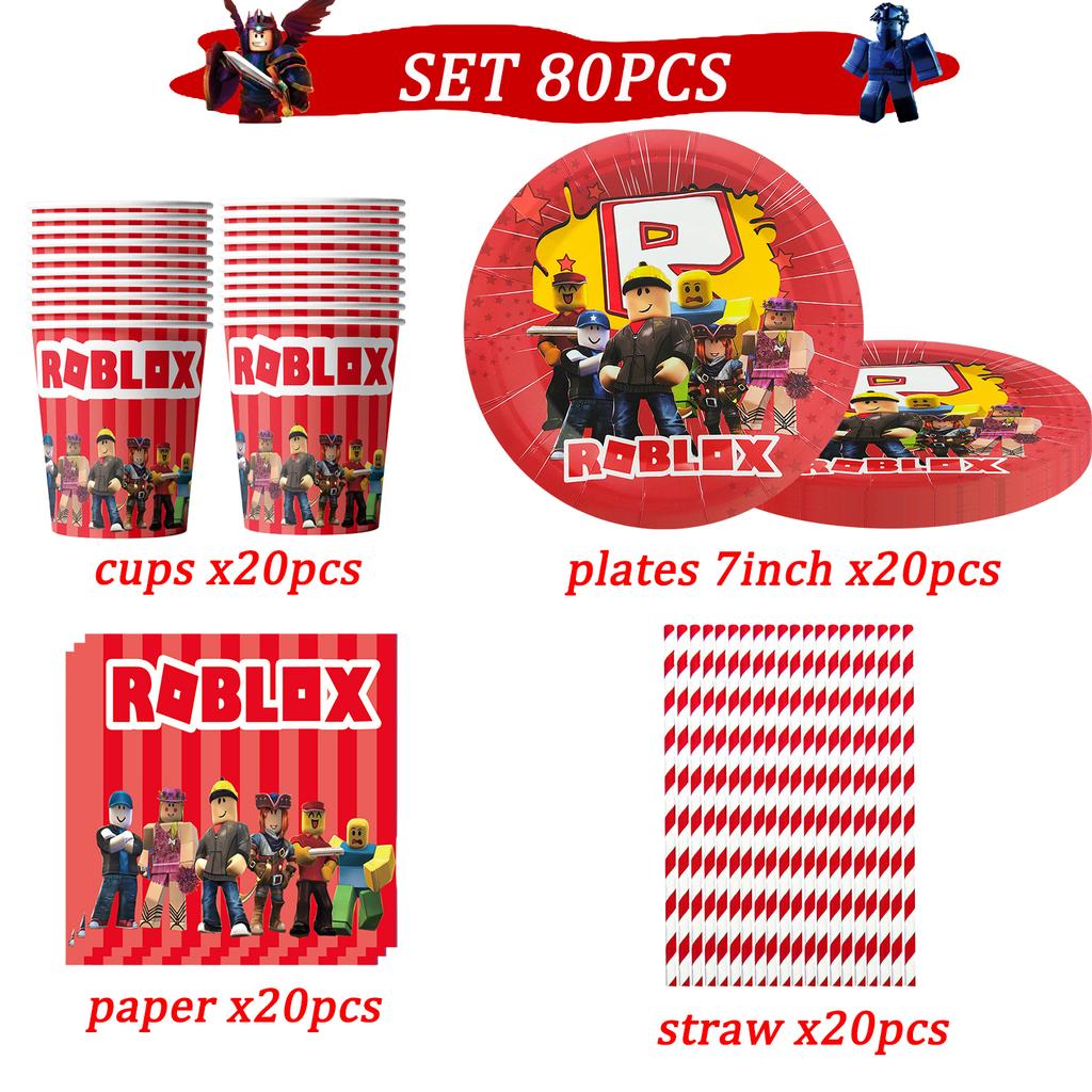 Roblox Birthday Party Decorations Supplie Celebration Disposable Tablecloth Cup Plate Baby Shower banner set Entertaining Play Safe Kid Friendly Fun