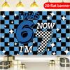 2D flat banner geometric stripe design begins for 7-year-old birthday party decoration background fabric