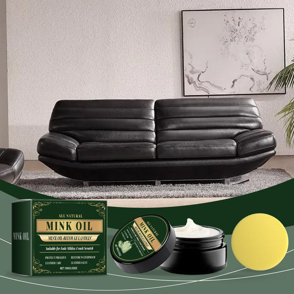 Lederreinigungs- und Pflegepaste Lederreinigungspaste Lederschuhe Glatte Pflege Putzmittel Autoinnenraum 100g*1, Schwamm*1