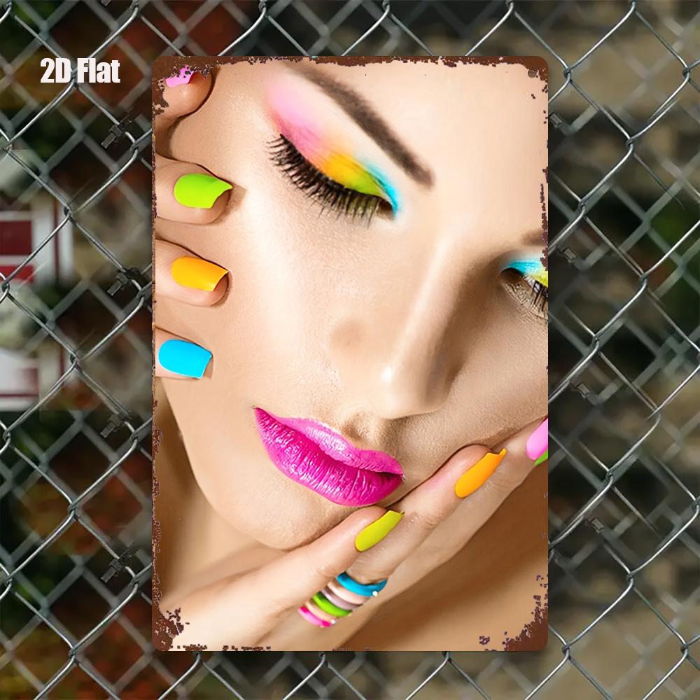 

Vintage Tin Sign Rainbow Nail Art Wall Decor Metal Plaque Retro Home Decor 20x30cm