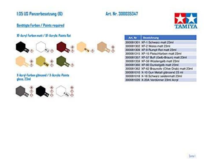 Tamiya Military Miniature Series 347 US Army Tank Crew European Plastic Model Kit 35347 1/35 No. Set, Front,