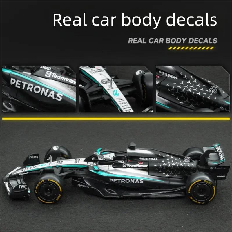 Bburago 1:43 Scale Mercedes-AMG F1 W15 W16 Formula 1 Racing Car Diecast Alloy Model Simulation Vehicle Collectible Gift for Kids