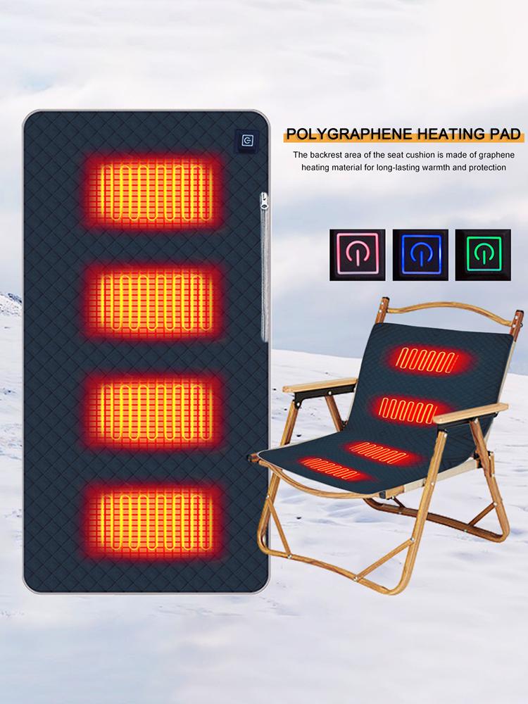 4 Heated Areas Heated Warming Seat Cushion Thickened Heater Warm Pad 3 Adjustable Temperature for Winter Outdoor Stadium Fishing
