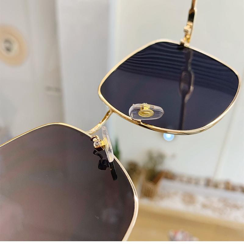 Metal Square Frame Sunglasses, Big Face Slimming Sunglasses for Women, Korean Style Street Style Sun Visor Glasses