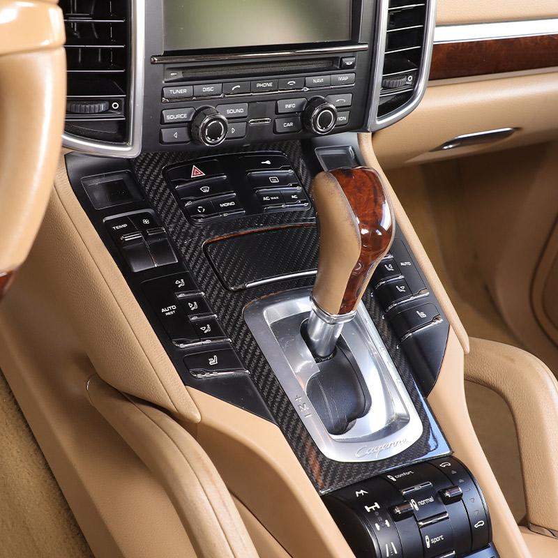 Real Carbon Fiber For Porsche Cayenne 2011-2017 Car Center Control Gear Panel Frame Cover Trim Interior Accessories