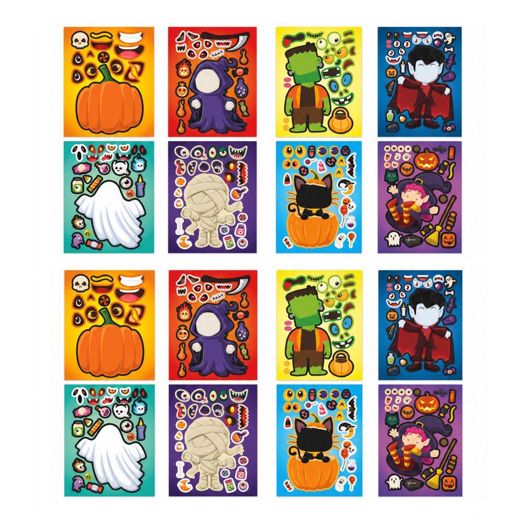 Halloween Sticker Set - 16 Stickers for Party Favors, Crafting and Bags