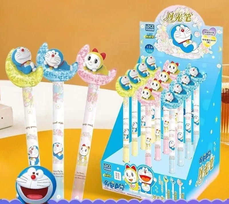 Doraemon Face-Changing Gel Pen & Moonlight Pen Press Type Black Ink Cute Anime Stationery Decompression School Gift