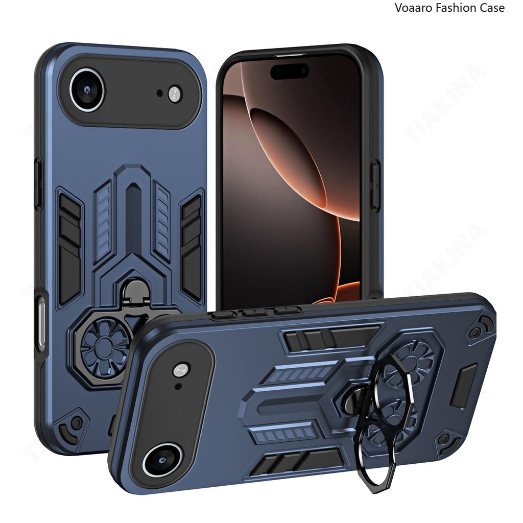 Dual Finger Ring Armor Cover for Iphone 17 Air Case for Iphone 17 Air Rotate Metal Bracket Kickstand Holder Case Shockproof Capa