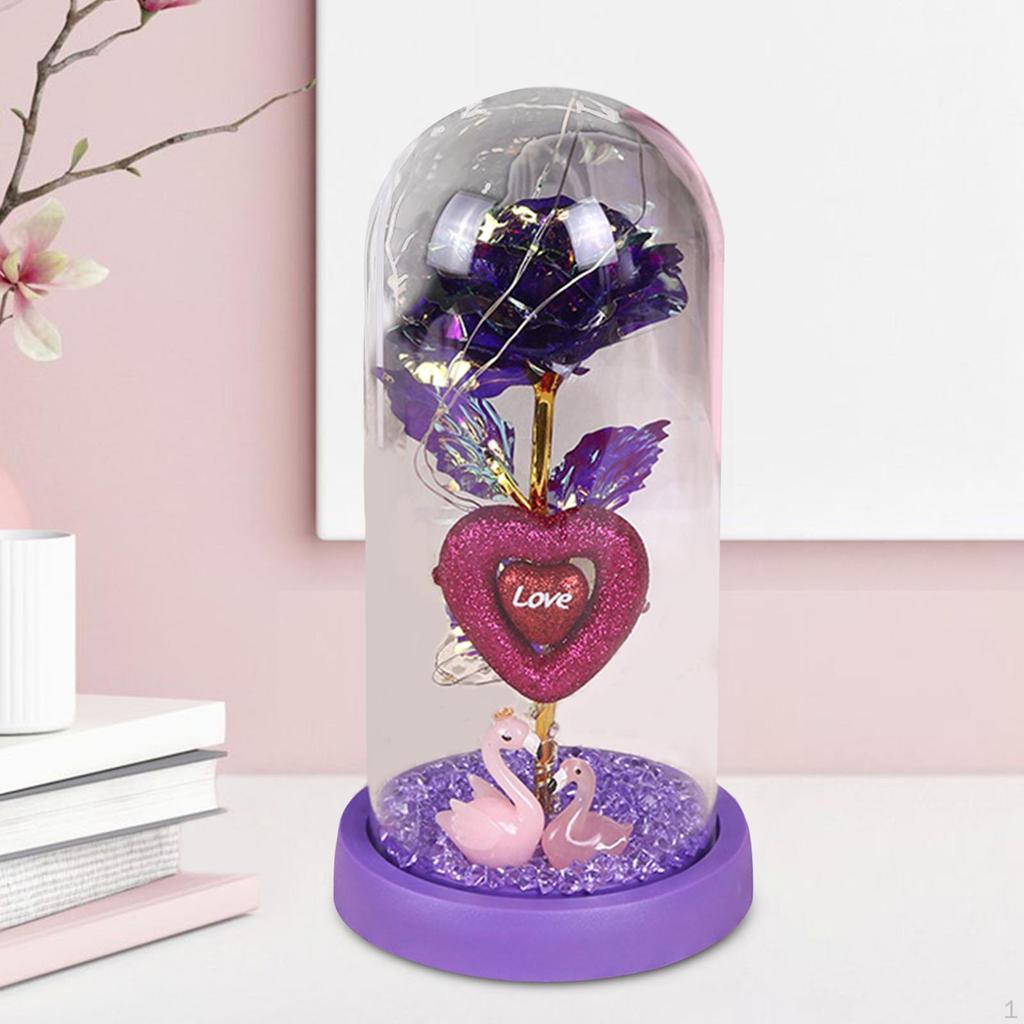 Glas-Rosen-Blumen-Geschenk, Valentinstag-Dekoration, für immer Nachttischlampe, ewig bedeckt