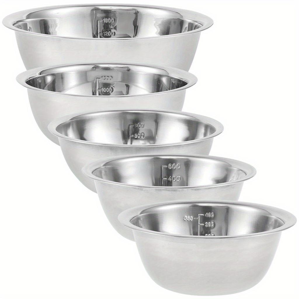 5pcs/Set Stainless Steel Mixing Bowls Non Slip Nesting Whisking Bowls Set Mixing Bowls For Salad Cooking Baking
