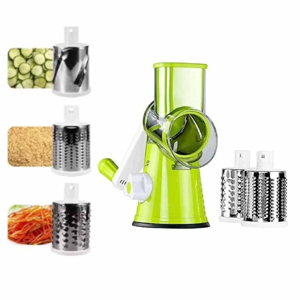 Stainless Steel Manual Rotary Vegetable Slicer 3 Sharp Drums Kitchen Chopper  Kitchen Use