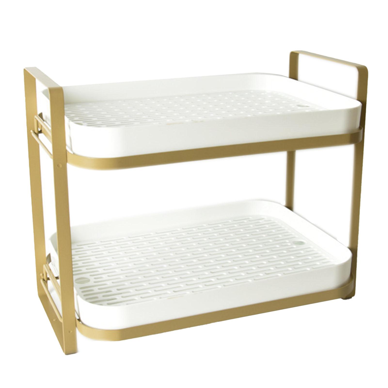 

Double Layer Coffee Mug Holder Large Capacity Tea Set Storage Rack Kitchen Tray Drain Box Mug Stand білий