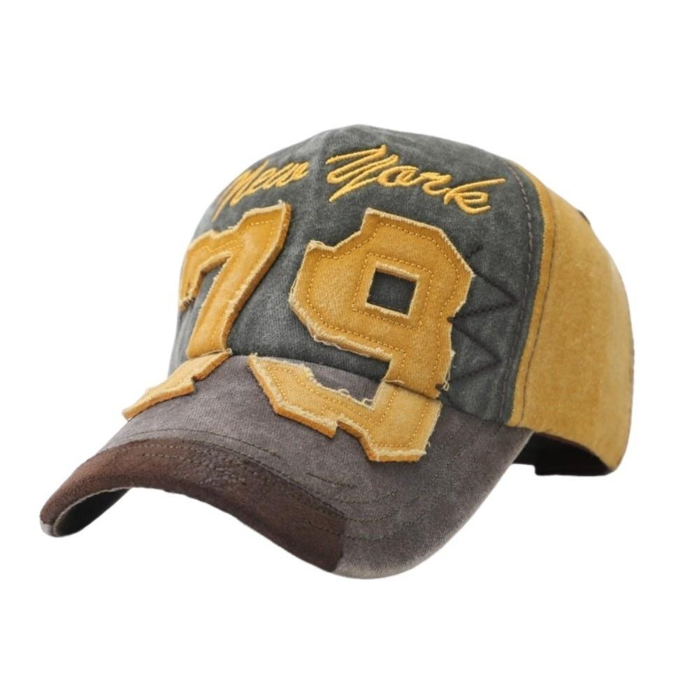 Vintage Letter Embroidery Baseball Cap Washed Cotton Adjustable Peaked Cap Baseball Hats For Man Women