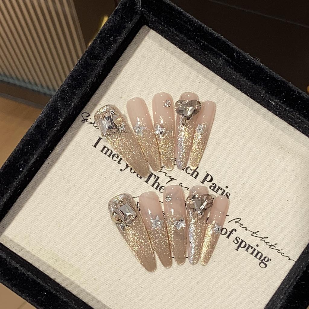 Pure Handmade Nude Golden Flash Cat Eye Champagne Peach Heart Boutique K9 Peach Heart Water