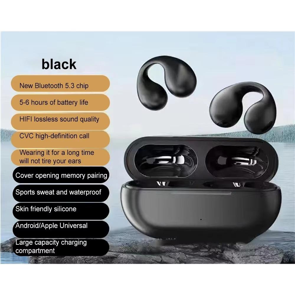 Bluetooth 5.3 Earphones Wireless Ear Clip Headphones HIFI Stereo Noise Reduction Earbuds Waterproof Headsets for Xiaomi Samsung