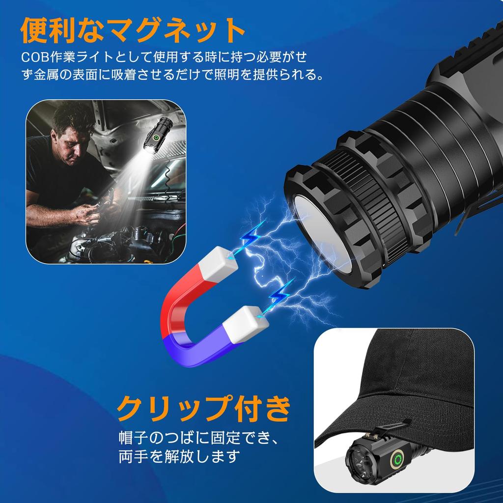 LED de Alto Brilho 1000lm e LED Potente 1500mAh Recarregável 5 Iluminações Portátil COB Trabalho IPX5 Clipe de Bolso com Liga Perfeito para Desastre Exterior