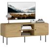 TV Unit, TV Unit Up To 55 Inches with 2 Doors, 2 Open Compartments, Steel Legs, 120x40x50cm, Oak