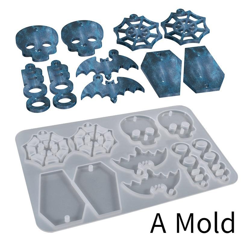 1 PC DIY Halloween Sammlung Anhänger Ohrringe Harz Form Kristall Silikon Form Epoxidharz handgemachten Schmuck LXY