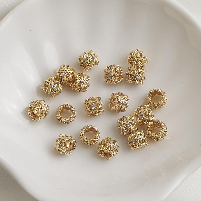 

14K Gold-Filled Zircon Flower Cup Lace Edge Crown Bracelet DIY Beading Accessory