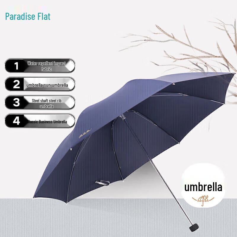 Heaven Umbrella 3-Fold Business Travel Windproof Sun & Rain Umbrella