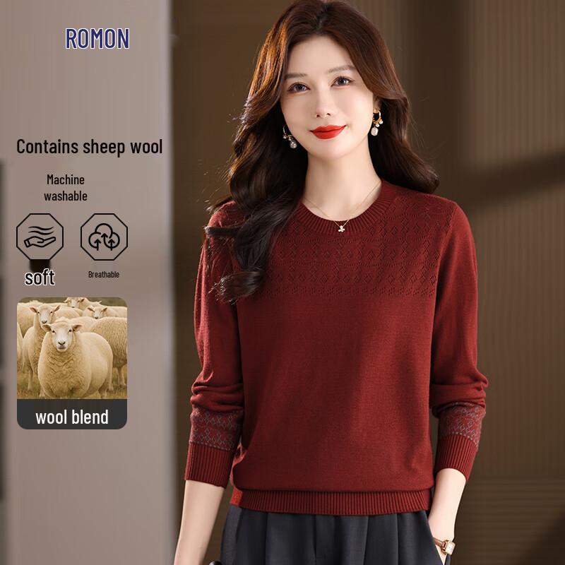 ROMON Women's Lamb Wool Blend Knit Sweater