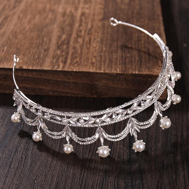 New Minimalist Crown Headwear Pearl and Rhinestone Princess Crown Hair Accessory Wedding Banquet Dress and Wedding Dress Accessories