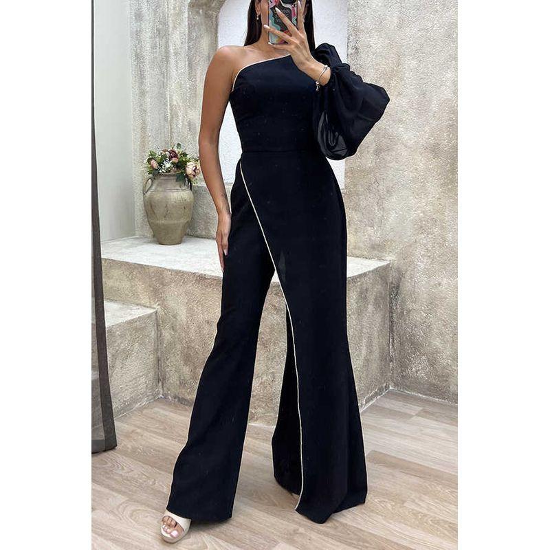 

Black One Shoulder High Waist Jumpsuit Black One Shoulder High Waist Jumpsuit Dress Black XL