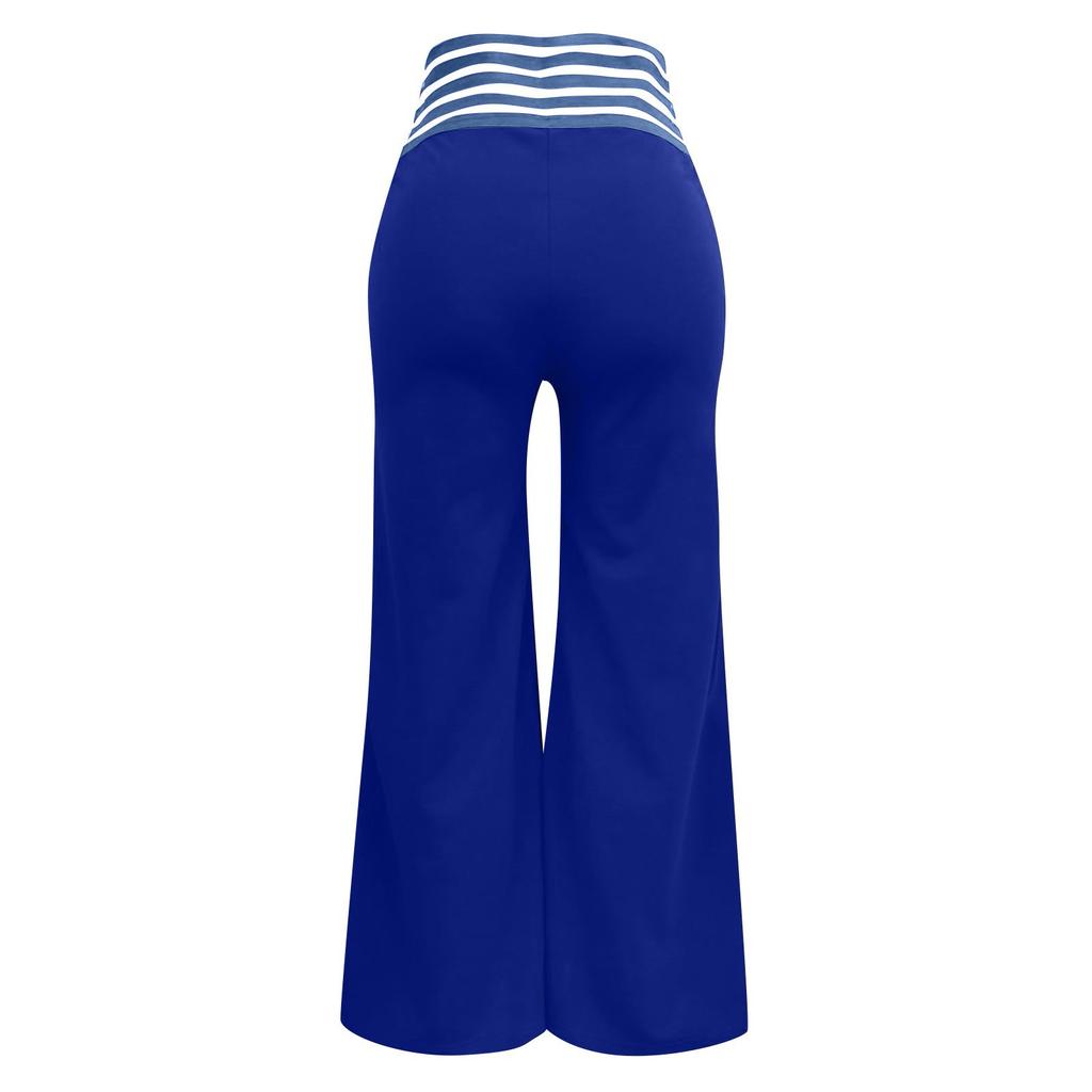 Women's Hollow Belt Trousers Temperament  Flared Trousers High Waist Casual Wide Leg Pants