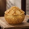 Lidded Treasure Bowl Tone with Lid Brass Basin for Altar, Living Room, Office 10CM