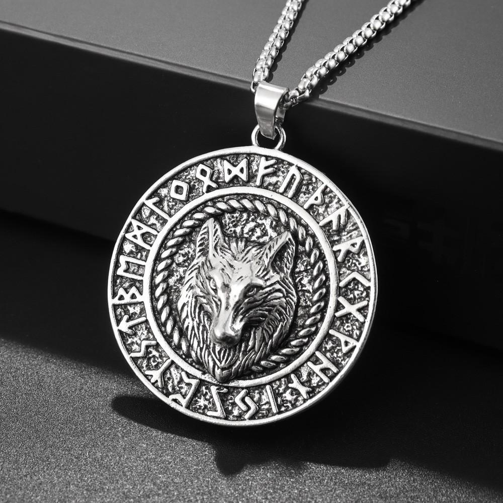 Viking Rune Animals Retro Wealth Wolf King Accessories Pendant Necklace
